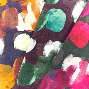Superventas Rayón/Nylon Jacquard Efecto de pintura al óleo Tela impresa digital para vestido de mujer - Product Image 1