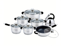 Ensemble de 13 ustensiles de cuisine en acier inoxydable, casseroles et poêles à induction avec couvercle en verre, bouilloire, poêle antiadhésive pour la cuisine à domicile