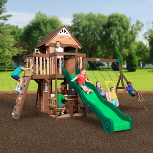 <span class=keywords><strong>Gimnasio</strong></span> de la jungla <span class=keywords><strong>al</strong></span> <span class=keywords><strong>aire</strong></span> <span class=keywords><strong>libre</strong></span> Marco de escalada de madera Patio trasero Pequeño tobogán y columpio Juego de juegos infantiles Juego de columpio con asiento columpio - Product Image 4