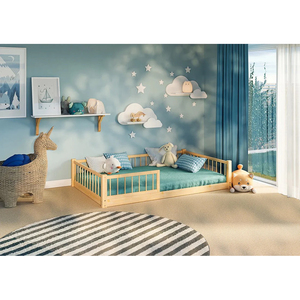 <span class=keywords><strong>Lit</strong></span> de <span class=keywords><strong>sol</strong></span> en bois pour enfants, design minimaliste, <span class=keywords><strong>lit</strong></span> <span class=keywords><strong>Montessori</strong></span> pour tout-petits avec barrière de sécurité pour enfants de 4 à 8 ans - Product Image 4