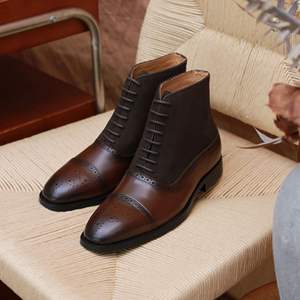 Botas de plataforma con punta en pico de cuero genuino estilo retro británico para hombre, nuevas de primavera, con zapatos Oxford de cuero multifuncionales hasta el tobillo - Product Image 4