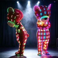 Costume de mascotte ours en peluche LED lumineux, tenue souple pour adulte, idéal pour événements nocturnes, défilés de rue et spectacles sur scène
