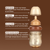 Biberon PPSU pour bébé, 160 ml (5 oz), col large, anti-colique, tétine en silicone ressemblant à un sein, nouveau-né, sans BPA, vente chaude