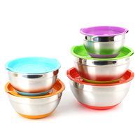 Bol à salade en acier inoxydable à fond antidérapant isolé thermiquement bols à mélanger pour soupe de riz avec couvercles hermétiques
