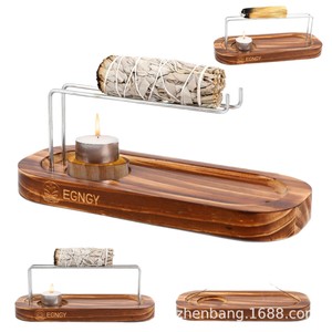 Cross-border wooden aromatherapy holder, <b>home</b> use, moxibustion tea, sage burning stand, multi-functional incense holder, - Product Image 5