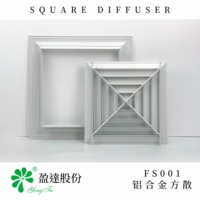 Diffuseur carré moderne en aluminium thermolaqué pour extérieur, 4 voies, réglable, fabriqué en Chine, toutes tailles disponibles, adaptateur d'amortisseur disponible
