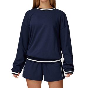 Conjunto Deportivo Informal de Algodón de Alta Calidad con Logotipo Personalizado, Sudadera Holgada y Pantalones Deportivos para Mujer, Cuello Redondo, Transpirable - Product Image 2