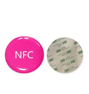 Logo imprimé personnalisé 25mm Nfc NTag213 Nfc étiquettes de téléphone de médias sociaux autocollant Nfc époxy étanche