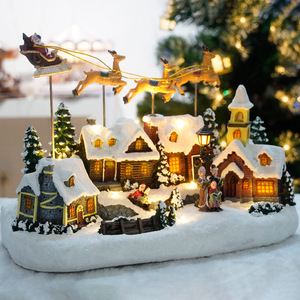 Décorations de Noël : Maison musicale lumineuse avec cerf volant, figurines de style américain pour vitrines de magasins et décorations de fenêtres domestiques - Product Image 3