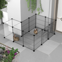 Parc pour animaux de compagnie, cage pour petits animaux, portable, en fil métallique, avec plateau en plastique, structure en fer, à monter soi-même