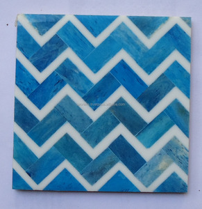 Juego de posavasos con incrustaciones de hueso de PU ecológico hecho a mano, último diseño cuadrado, decoración del hogar, manteles/almohadillas, venta al por mayor, cartón a granel - Product Image 4