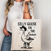 Silly Goose Denim Toile Sac Fourre-Tout Rétro Style Occidental Mignon Polyvalent pour Un Usage Quotidien Cadeau Shopping École-pour Enseignants Amis