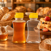 Bouteilles en plastique PET transparentes pour miel, sauce tomate, avec bouchon à clapet – Vente en gros