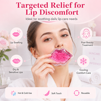 Compresse de gel réutilisable OEM chaude et froide en forme de lèvres pour soins de beauté à domicile, spa médical, salon de beauté, marque de soins de la peau, cadeau, rafraîchissement de la zone buccale