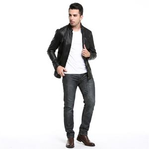 Men's Vintage Zip-up Leather Jacket High Street Winter <b>Canvas</b> Baseball Bomber Embroidered Logo Manufacturer's jacket for men - Product Image 1