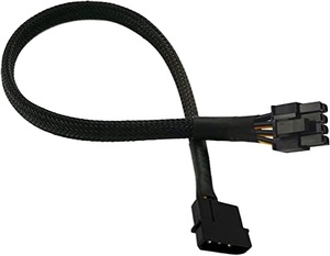 Высококачественный кабель-адаптер питания 4-контактный (штекер) на PCIe 8(6+2)-контактный (штекер), 16 AWG, в оплетке - Product Image 1