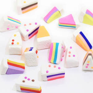Kawaii 3D arc-<span class=keywords><strong>en</strong></span>-ciel Triangle gâteau polymère argile alimentaire Figurine pour bricolage artisanat faisant Slime bricolage jouets gâteau breloques - Product Image 4