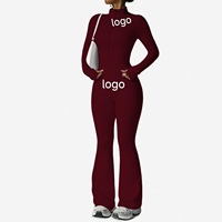 Ensemble de yoga et de fitness pour femmes : Leggings push-up à manches longues avec fermeture éclair, tenue de sport nude pour l'entraînement et la course
