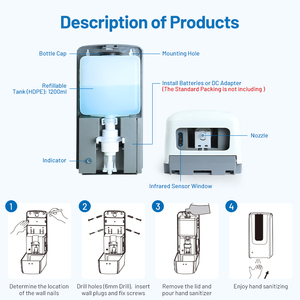 Distributeur automatique de <span class=keywords><strong>savon</strong></span> de grande capacité, 1000ml 500ml, désinfectant pour la salle de bains, pulvérisation et mousse à spray, désinfectant - Product Image 2