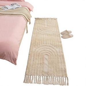 Custom Cotton Flocked <b>Runner</b> Rug Handmade Boho Tassel Woven Floor Mat <b>Washable</b> Rectangle <b>for</b> Bedroom Bathroom - Product Image 3