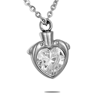 Collar Moderno de Lujo con Colgante de Urna en Forma de Corazón de Acero Inoxidable para Cenizas de Cremación con Cierre Seguro