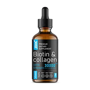 Precio de fábrica OEM/ODM Suplemento de vitaminas Crecimiento del cabello orgánico Biotina Líquido Gotas Botella de aceite Semilla Salvaje Grado superior Premium 2 años