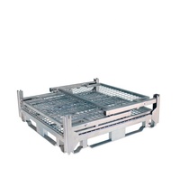 Conteneurs de palettes pliables en acier galvanisé à chaud, boîte métallique, cage de stockage robuste en treillis métallique