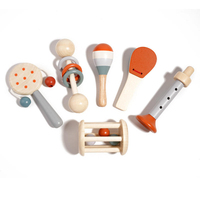 6 Piece Wooden Musical Instrument Set Montessori Baby Rattle Percussion Sensory Toys Toddler Infant Early Development OEM Custom