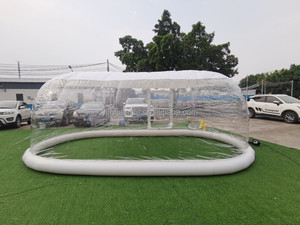 ครอบครัวสนามหลังบ้านที่กำหนดเองแบบพกพาฝาครอบ<span class=keywords><strong>สระ</strong></span>ว่ายน้ำโปร่งใสกันน้ำพองสระว่ายน้ำฝาครอบโดม - Product Image 5