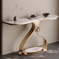 Mesa Consola de Diseño Italiano de Lujo Ligero con Tapa de Losa de Roca, Mueble Moderno y Sencillo para Sala de Estar, Porche, Apartamentos Grandes/Pequeños