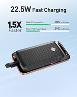 Batería Externa Portátil Delgada de Estilo Ejecutivo Scorpion Pro de 10000 mAh de Alta Capacidad con Cable Integrado y Carga Rápida de 22.5W/30W