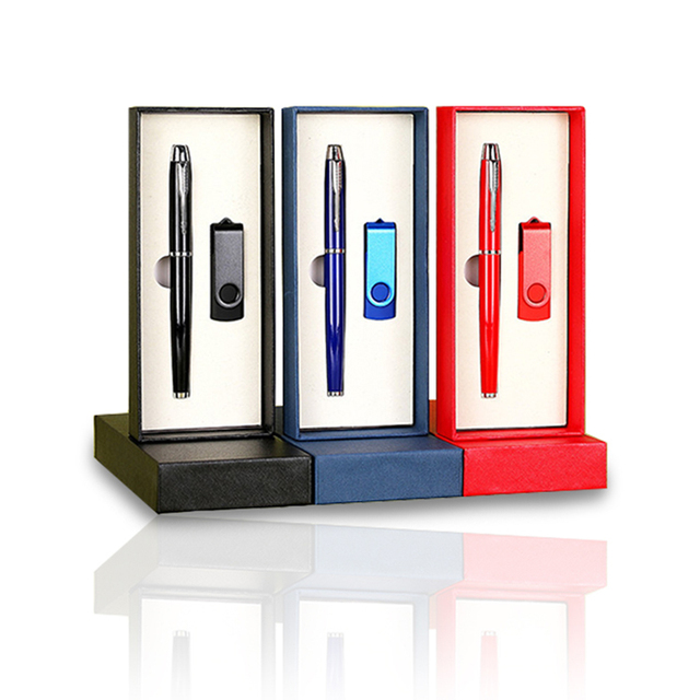 Custom Usb Flash Drive Gift Boxes for Present Luxury Cooperate Advertising Pen Custom logo Gift Set Promotional