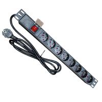 Barre d'alimentation 1U en alliage d'aluminium 8 ports/6 ports, multiprise 16A, norme européenne/allemande 240V PDU