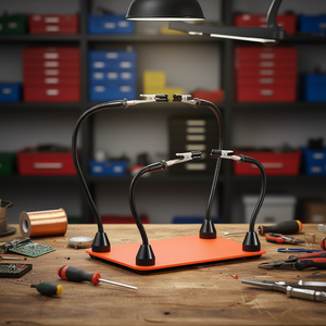 Station de soudage à trois mains magnétiques avec 4 bras flexibles et pinces crocodiles, outil de soudage 110V 240V - Product Image 2