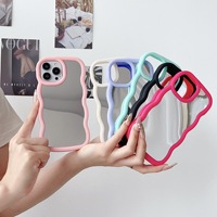 Coque de Téléphone Vague Miroir de Haute Qualité Style Ins 2026, Vague Violet Rose pour iPhone 16 15 14 12 11 17 Pro Max