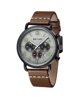 Montre chronographe à quartz pour homme, bracelet en cuir, minimaliste, vintage, sport, décontractée, étanche, lumineuse, avec affichage de la date, multi-cadrans