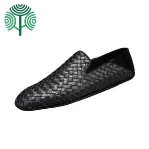 Zapatos de Conducir de Cuero Genuino para Hombre, de Alta Calidad, Trenzados, Transpirables, con Suela de TPR, Planos, de Lujo, para Invierno, Otoño y Verano, Venta al Por Mayor - Product Image 1