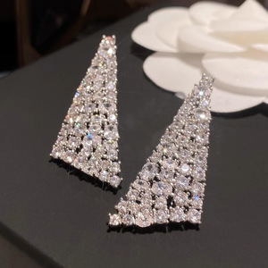 Women's Triangle Drop Earrings Full Pave CZ Statement Fashion Party Jewelry - Product Image 3