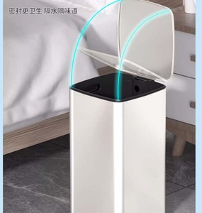 12L Square Stainless <strong>Steel</strong> Pedal Trash Can Office Garbage <strong>Bins</strong> Kitchen Bathroom Storage Bucket - Product Image 2