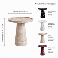 Table d'appoint ronde en travertin conique de style nordique avec plateau surélevé, meuble d'appoint pour la décoration intérieure de villas, hôtels et résidences
