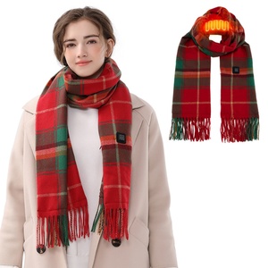 <b>Christmas</b> Red Plaid Rechargeable Washable Heating <b>Scarf</b> Shawls Women Men Winter Heated <b>Scarf</b> - Product Image 1