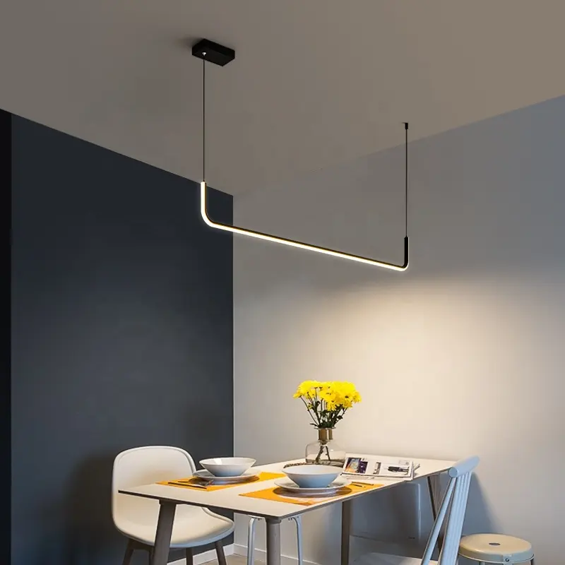 Nordic style bend aluminum paint indoor lighting strobe-free dimmable 90cm 120cm 150cm Ceiling LED pendant lights