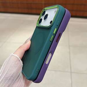 Coque de téléphone magnétique mate dorée compatible avec iPhone 17 Pro Max, étui rigide avec cadre miroir électroplaqué pour Apple 16/15 - Product Image 3