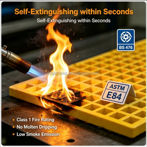 Rejilla Moldeada <span class=keywords><strong>de</strong></span> Fibra <span class=keywords><strong>de</strong></span> Vidrio GRP/FRP JiaHang para Pasarelas y Plataformas - Suelo Industrial con Superficie Ranurada - Product Image 6