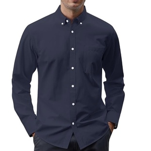Camicie Oxford in cotone 100% da uomo a manica lunga alla moda camicie di colore solido logo di personalizzazione - Product Image 3