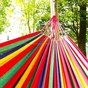 woqi <span class=keywords><strong>amazon</strong></span> hotsell camping al aire libre simple o doble <span class=keywords><strong>hamaca</strong></span> de algodón / nylon <span class=keywords><strong>con</strong></span> <span class=keywords><strong>soporte</strong></span> - Product Image 2