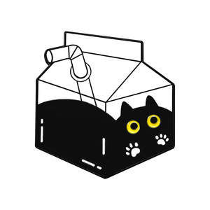 4 Nouveaux Designs de Badges en Métal de Haute Qualité, Mignons et Drôles, en Forme de Chat Noir de Dessin Animé, pour Décoration de Sac à Dos - Product Image 5