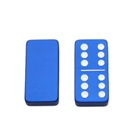 Dominos en métal double 6 personnalisés, gravés à la main, en alliage d'aluminium bleu, rose, doré, acier inoxydable et titane