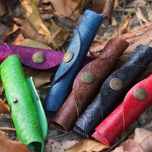 Sac à crayons en cuir véritable Pochette de rangement Rollup Pen Bag Organizer Wrap Bag Vintage Retro Creative Stationery - Product Image 6