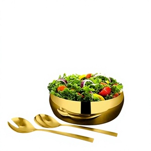 Bol mélangeur en acier inoxydable doré, bassine de service pour salade, vaisselle polie pour camping et restaurant - Product Image 2